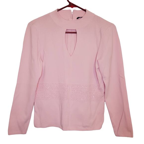 Camille la Vie womens pink beaded long sleeved cut out sweater size large - Picture 1 of 9